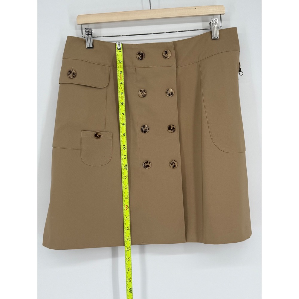 Le Helene‎ Tan Skirt Double Breasted Buttoned Utility Pocket Chic Women's Sz 12